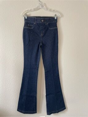 SPANX Women's Raw Indigo Blue EveryWear Denim Flare Pull On Jeans‎ Sz S Petite